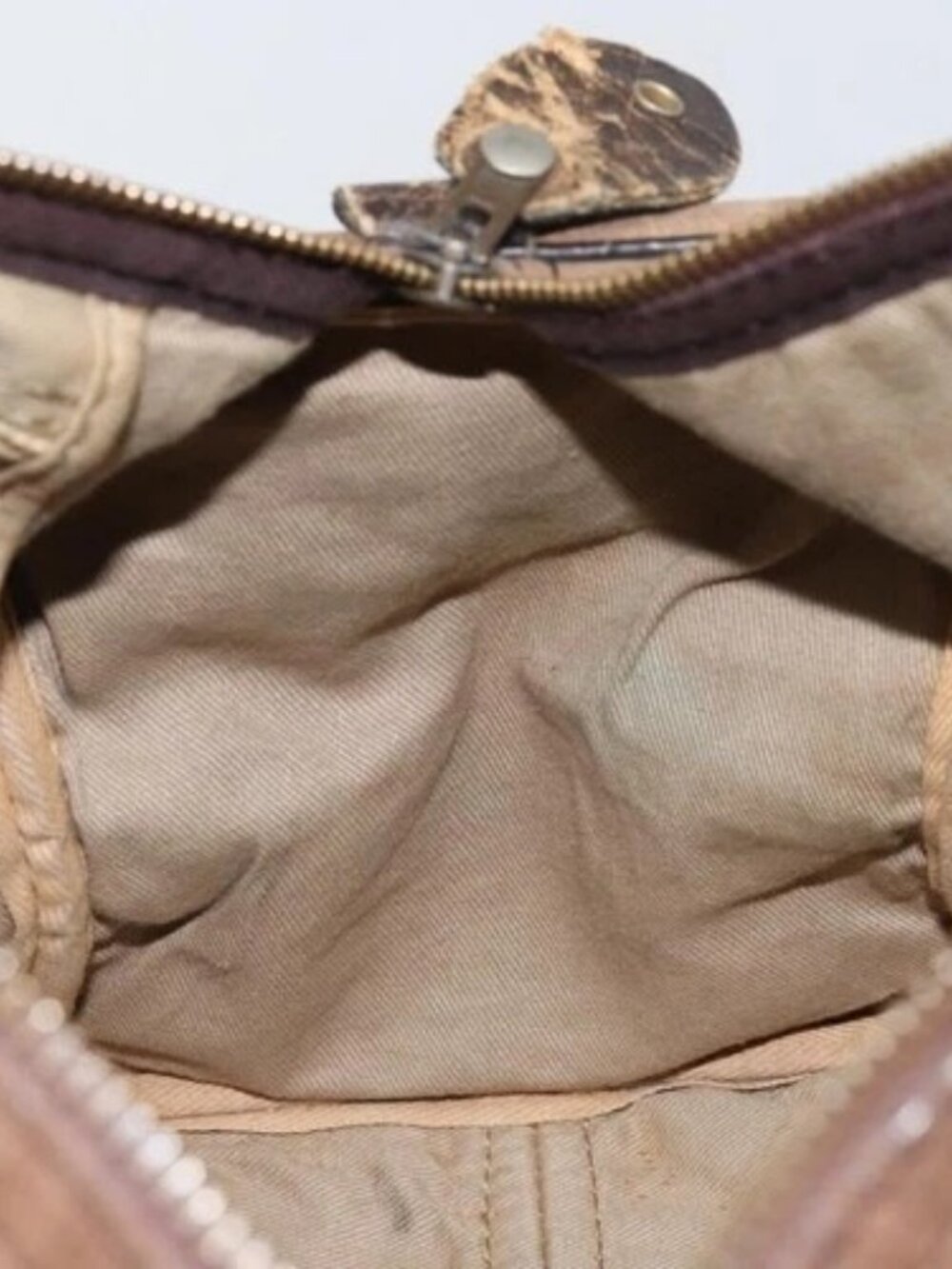 Christian Dior Trotter Canvas Hand Bag Suede Gold Brown Auth 171625 - Picture 12 of 16